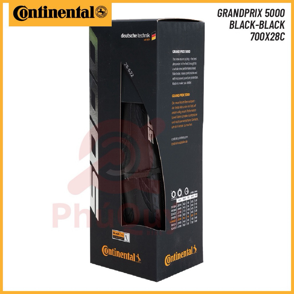 Vỏ Gấp Continental GrandPrix 5000 Hông Đen 700c x 23/25/28/30 (1cái)