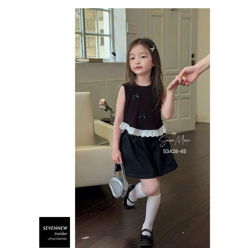 Váy Bé Gái, Bộ bé gái Sara June Họa Tiết Xinh Yêu Phong Cách Tiểu Thư Nhẹ Nhàng 2-12 tuổi(12-45kg)