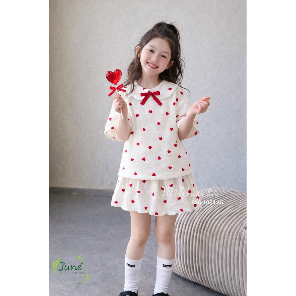 Váy Bé Gái, Bộ bé gái Sara June Họa Tiết Xinh Yêu Phong Cách Tiểu Thư Nhẹ Nhàng 2-12 tuổi(12-45kg)