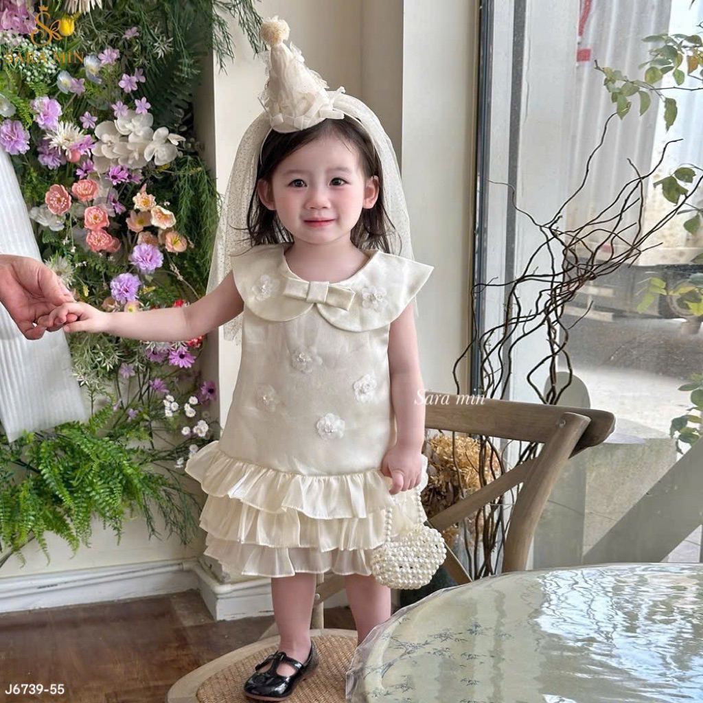 Váy Bé Gái, Bộ bé gái Sara June Họa Tiết Xinh Yêu Phong Cách Tiểu Thư Nhẹ Nhàng 2-12 tuổi(12-45kg)