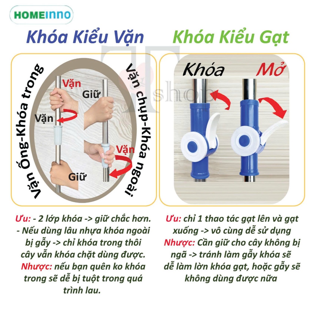 Bộ Cây Lau Kính + Gạt Nước Kiếng + Quét Mạng Nhện + Móc Lấy Đồ Trên Cao Homeinno Cán Dài 1m4, 2m, 3m, 4m, 5m