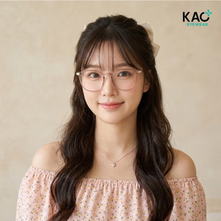 Gọng kính tròn bầu thời trang nữ, chất liệu nhựa dẻo lõi kim loại KAO PLUS B117