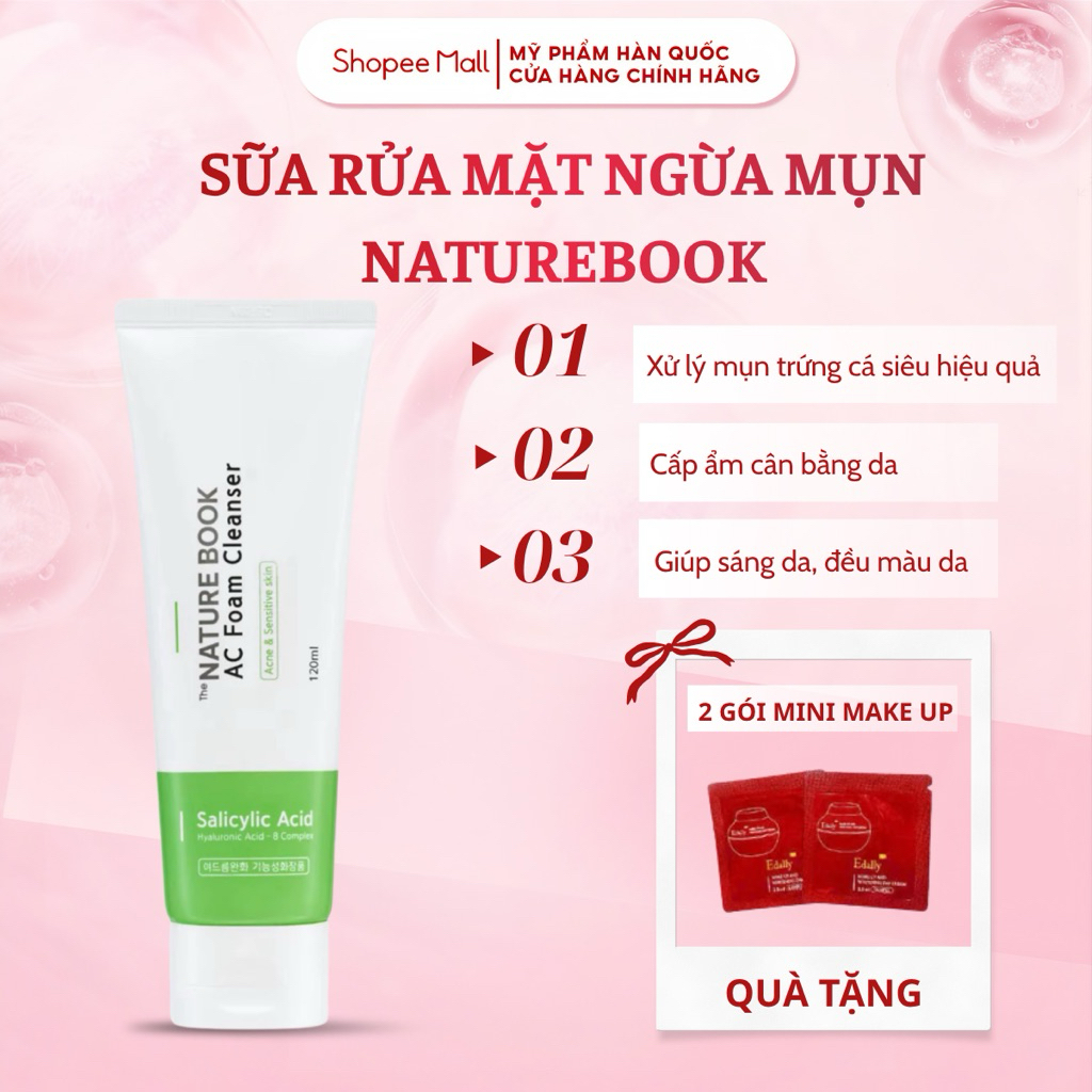 Sữa Rửa Mặt Ngừa Mụn Naturebook Chăm Sóc Da Dưỡng Da Skincare Nữ Hàn Quốc 120ML