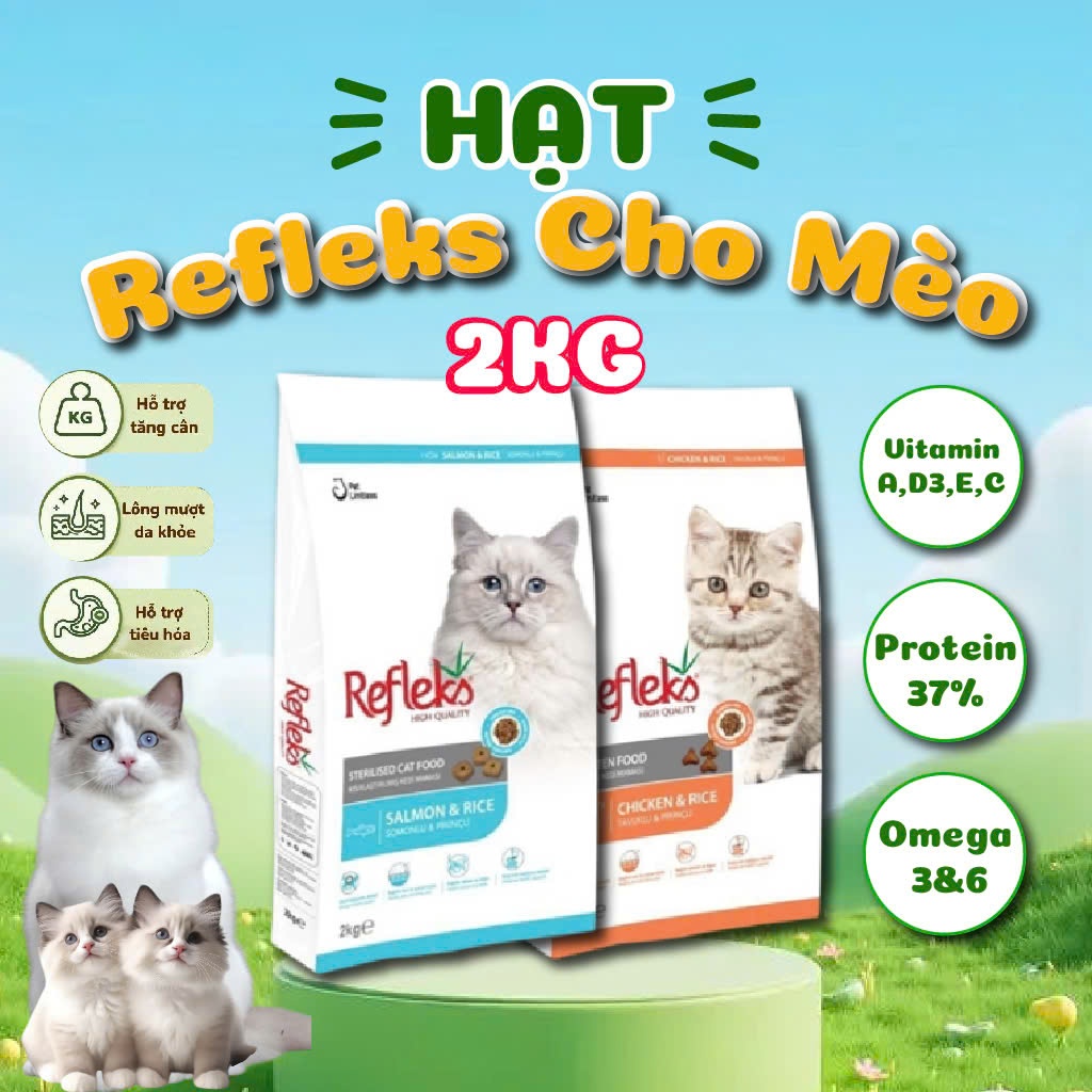 Hạt Refleks 2kg cho mèo, hạt khô cho mèo tiết niệu cho mọi lứa tuổi dinh dưỡng tiện lợi