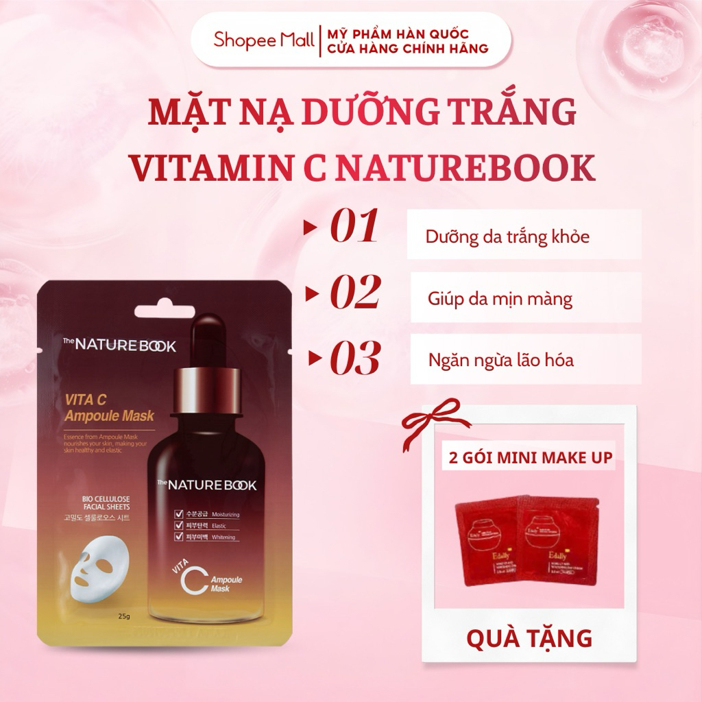 1 Miếng Mặt nạ dưỡng trắng da vitamin C The Nature Book Chính Hãng 25g ưỡng Trắng, Ngăn Ngừa Lão Hóa