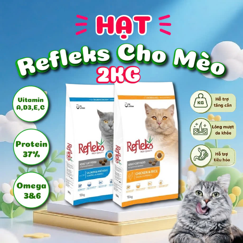 Hạt mèo Refleks , hạt refleks cho mèo 2Kg đủ vị cho mèo sỏi thận thơm ngon và túi chiết 2kg