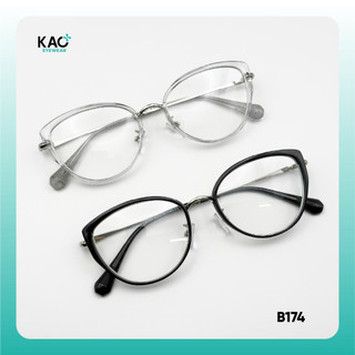 Gọng kính cận mắt mèo, thời trang nữ cá tính, chất liệu nhựa phối phim loại KAO PLUS B174