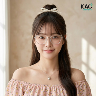 Gọng kính cận mắt mèo, thời trang nữ cá tính, chất liệu nhựa phối phim loại KAO PLUS B174