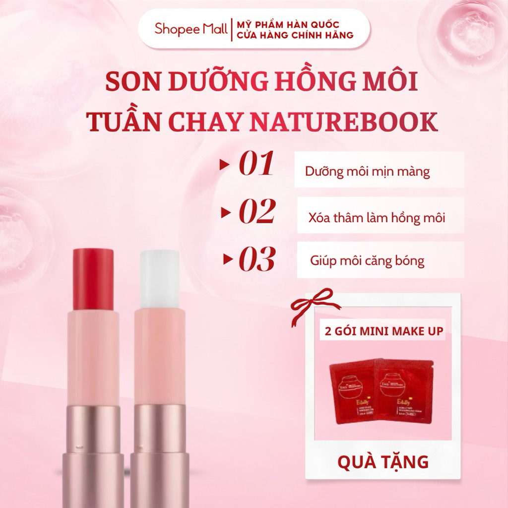 Son Dưỡng Môi Thuần Chay Son dưỡng Căng Mọng, Mềm Môi, The Nature Book Chính Hãng 4g