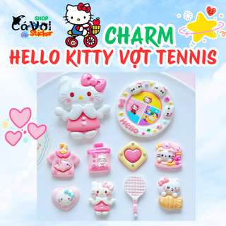 [ĐỘC QUYỀN] Set Charm Gắn Dép Hello Kitty Hồng Pastel Kawaii Cá Taiyaki Vợt Tennis Bánh Ngọt gắn Dép Crocs Nữ Cute Xinh