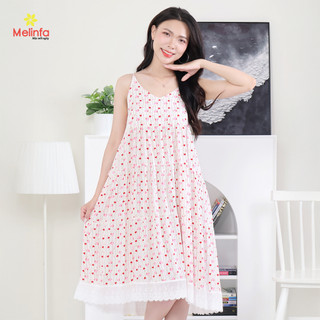 [XẢ KHO GIÁ SỐC] Váy đầm ngủ hai dây phối ren dễ thương mặc nhà vải Cotton lụa tự nhiên MEV0550