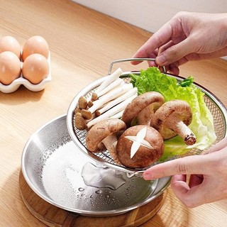 (COMBO 3) BỘ KHAY KÈM VỈ LƯỚI INOX 304 SIZE 20CM - Đựng Ráo Dầu Thức Ăn Chiên Rán, Ráo Nước Đồ Luộc