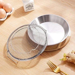 (COMBO 3) BỘ KHAY KÈM VỈ LƯỚI INOX 304 SIZE 20CM - Đựng Ráo Dầu Thức Ăn Chiên Rán, Ráo Nước Đồ Luộc