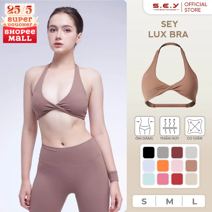 Áo bra nữ SEY LUX BRA, áo tập gym nữ, áo tập yoga nữ quai yếm xoắn ngực