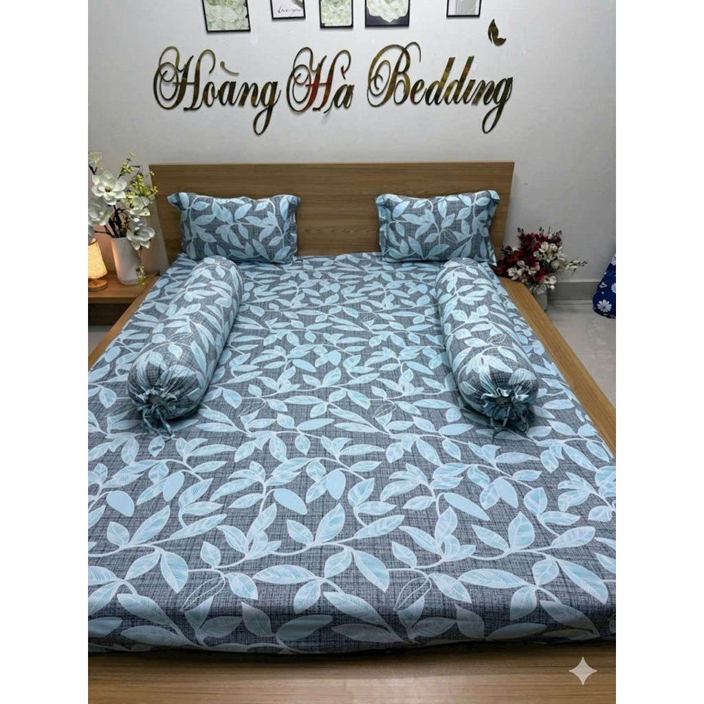 bộ ga thun lạnh kim ngân xám( có 2 áo gối cột dây)