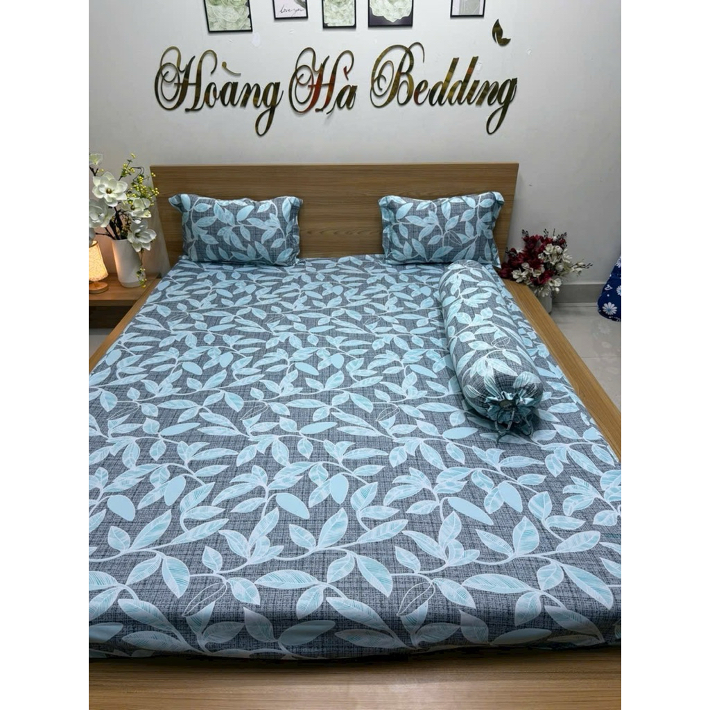 bộ ga thun lạnh kim ngân xám( có 2 áo gối cột dây)
