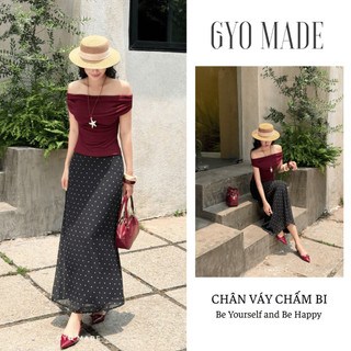 [NEW] Chân váy chấm bi GYOMADE chất voan tơ cao cấp mềm mại thoáng mát có lót trong | GV044