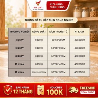 Tủ Hấp Bánh Bao 4/6/8 Khay ,Tủ Nấu Cơm Công Nghiệp, Hấp Thịt Cá,Có Chỉnh Nhiệt & Hẹn Giờ, SD ViLumi