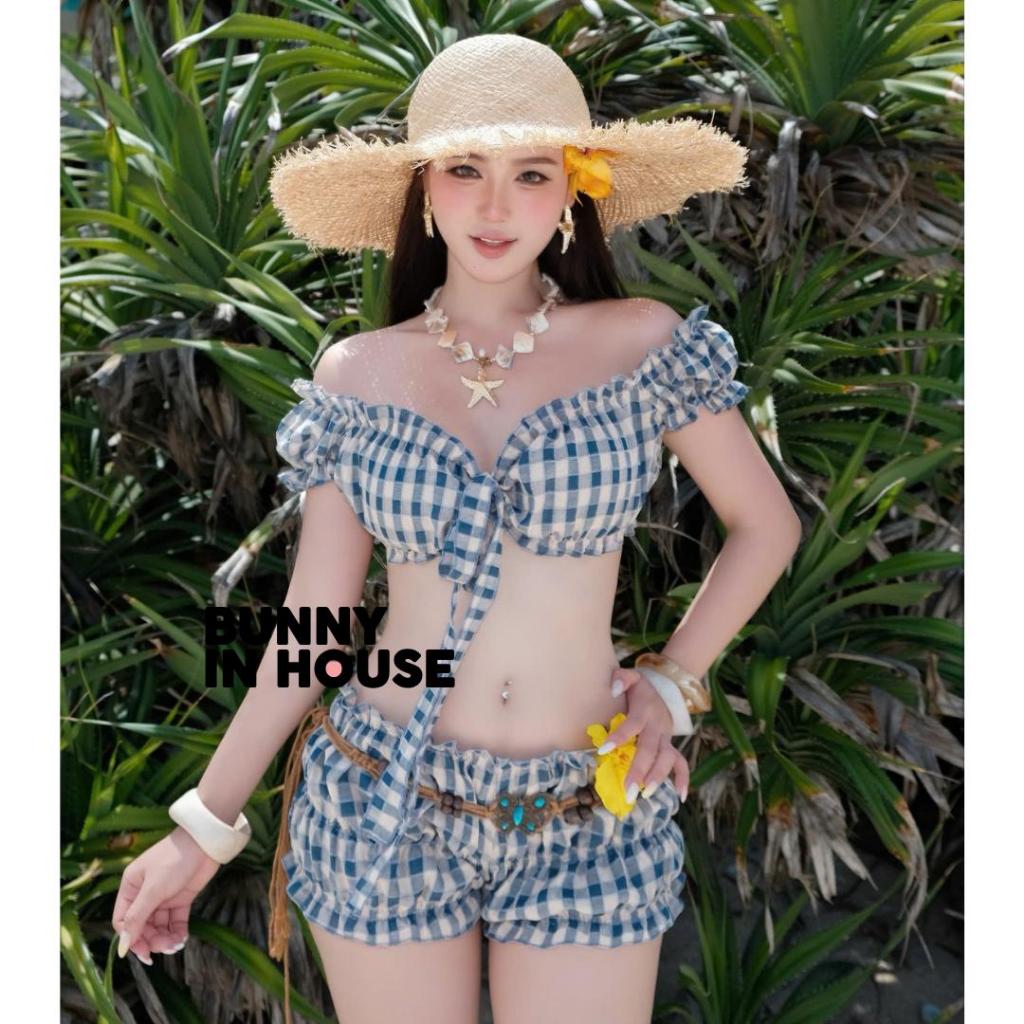 [KOL] Set Bikini 2 Món Áo Croptop Buộc Dây Và Quần Bí Nhiều Màu Thun Co Giãn Năng Động Mùa Hè Bunny In House B01 BIKINI