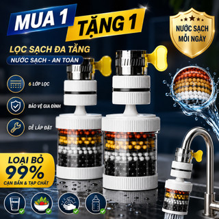 Bộ lọc nước gắn vòi, lọc nước tại vòi cho gia đình, xoay 360 độ, dễ lắp đặt, phù hợp nhiều loại vòi