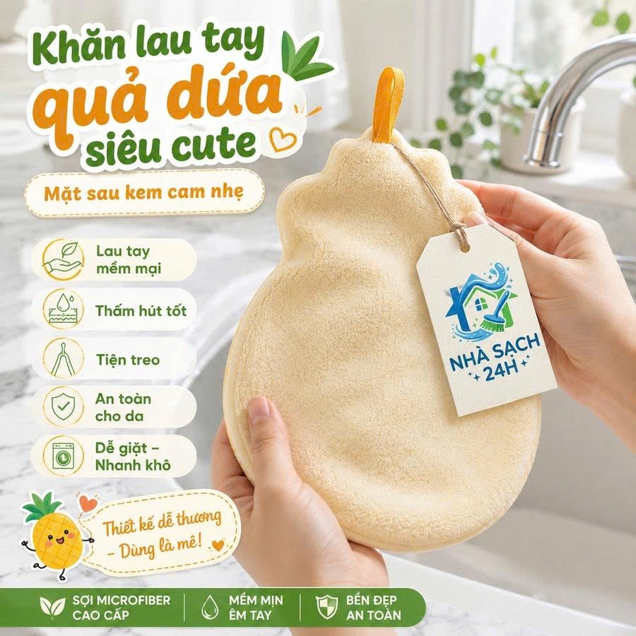 KHĂN LAU TAY TREO NHÀ BẾP CUTE – SIÊU THẤM HÚT, DECOR KHÔNG GIAN SIÊU XINH