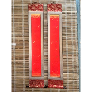 1 CẶP LIỄN CÂU ĐỐI 7 CHỮ CAO CẤP 2 MÀU GẤP BỒI THỦ CÔNG