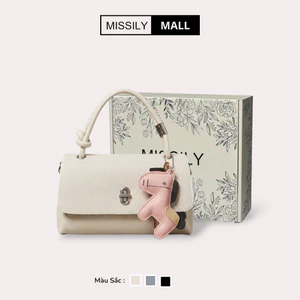 Túi xách nữ MISSILY, túi đeo chéo đeo vai d hạt gạo kèm charm ngựa (ms187)