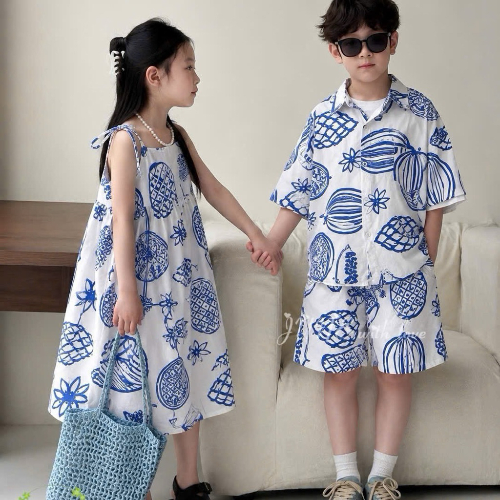 Set đồ đi biển bé trai bé gái June Sara 1-10Y (10-40kg) – đồ đôi nhiều mẫu hoạ tiết xinh, quần áo du lịch hè