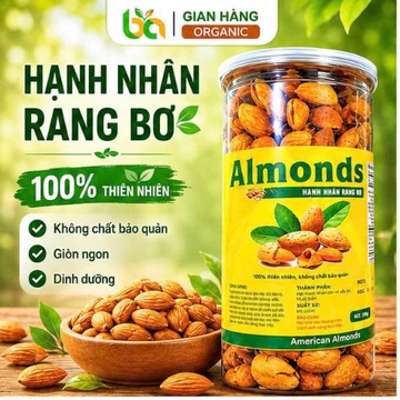 Hạnh Nhân Rang Bơ Bảo An 250g 500g 1kg - Hạnh Nhân Mỹ Giòn Béo Ăn Vặt Healthy Thơm Ngon Cao Cấp