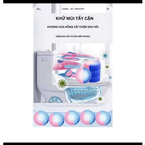 Combo 5 Viên Thả Bồn Cầu Hương Hoa Hồng, Tẩy Sạch Cặn Bẩn Làm Sạch Thơm Mát Bồn Cầu