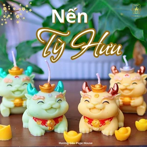 Nến cúng được tạo hình Tỳ Hưu ( Tỳ Hưu mang ý nghĩa hút tài lộc , giữ tiền ) dùng trang trí hay decos bàn Phật