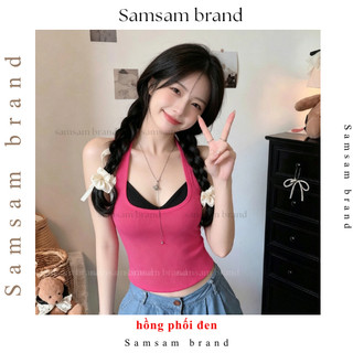 [KÈM MÚT] Áo yếm phối 2 dây form ôm dáng chất cotton SAMSAM BRAND A086