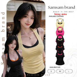 [KÈM MÚT] Áo yếm phối 2 dây form ôm dáng chất cotton SAMSAM BRAND A086
