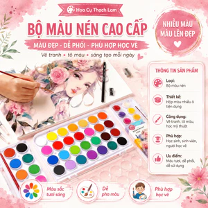 Bộ Màu Nén Vẽ Tranh Cho Bé Học Sinh, Màu Tươi Dễ Pha, Hộp Nhiều Ô Tiện Dụng