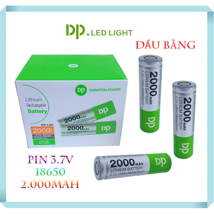 Pin Sạc DP 18650 2000mAh 3.7V Lithium Battery – Pin Li-ion Cao Cấp Cho Đèn Pin, Quạt Mini, Thiết Bị Điện Tử