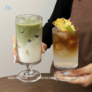 SET 6 LY Thủy Tinh CÓ CHÂN TRƠN - SỌC Cao Cấp | Ly Uống Nước Sang Trọng, Tinh Tế Cho Mọi Không Gian