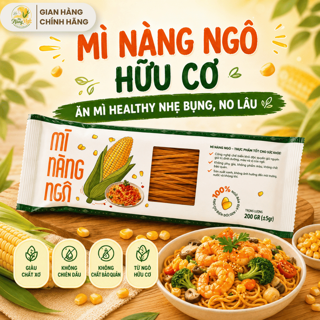 Mì Nàng Ngô Hữu Cơ 200gr - Mì Healthy, Phù Hợp Với Người Ăn Kiêng