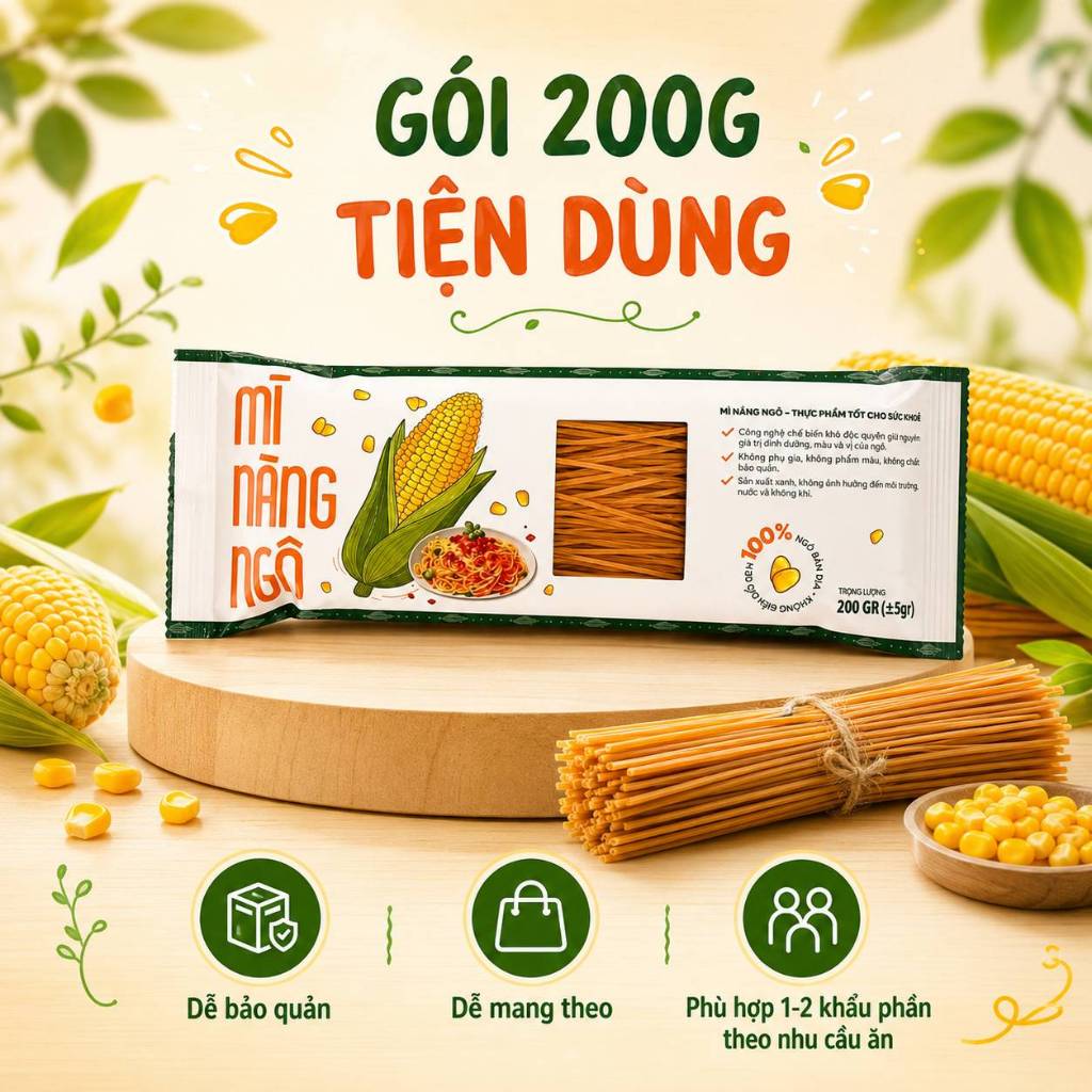 Mì Nàng Ngô Hữu Cơ 200gr - Mì Healthy, Phù Hợp Với Người Ăn Kiêng