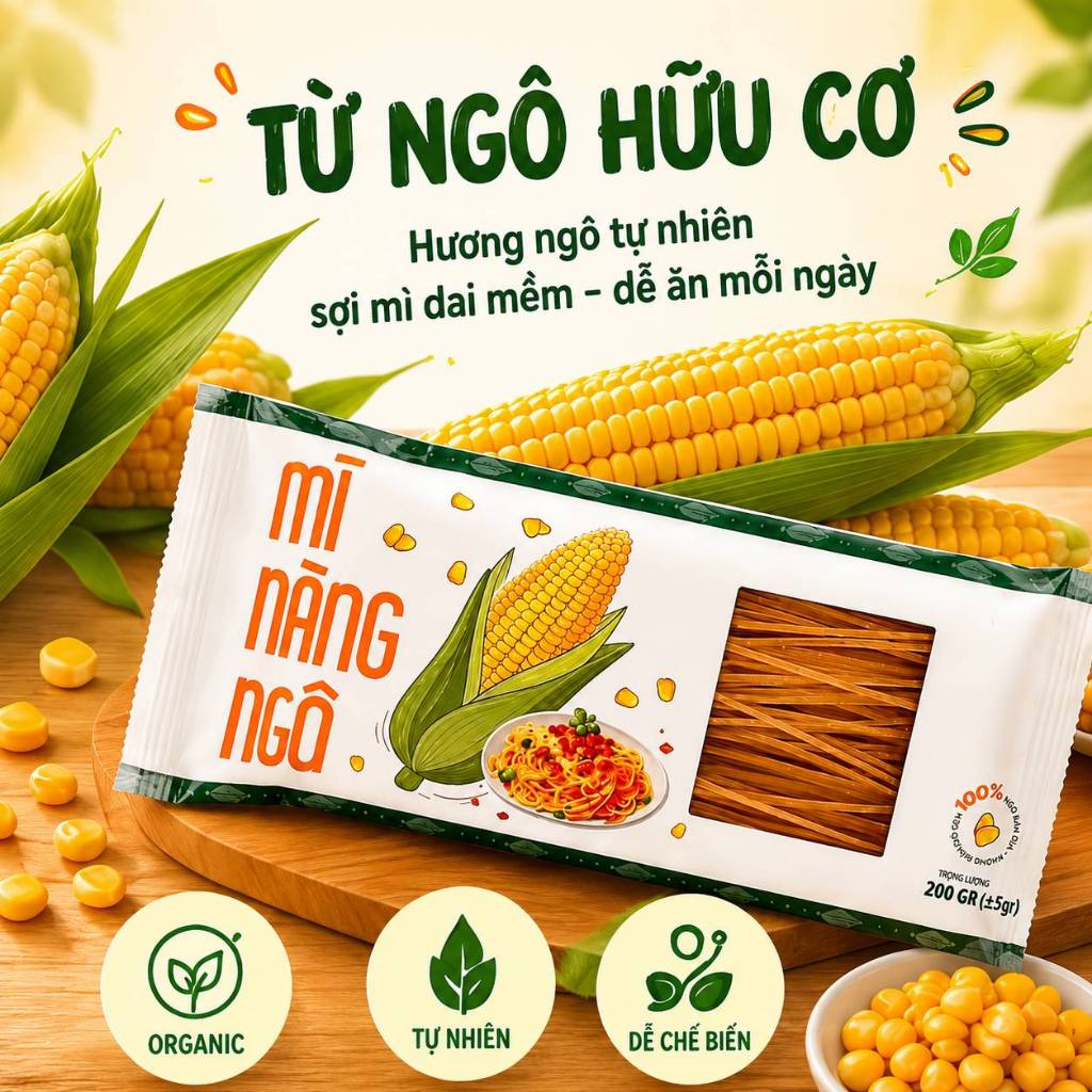 Mì Nàng Ngô Hữu Cơ 200gr - Mì Healthy, Phù Hợp Với Người Ăn Kiêng