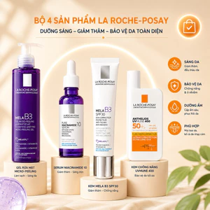 Combo Mela B3 4 Bước | Gel Rửa Mặt + Serum Niacinamide + Kem Dưỡng SPF + Chống Nắng