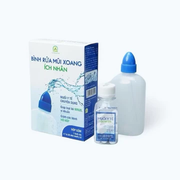Bình rửa mũi xoang Ích Nhân - 1 hộp gồm 1 bình rửa và một lọ muối 30 viên - rửa đờm, dịch mũi