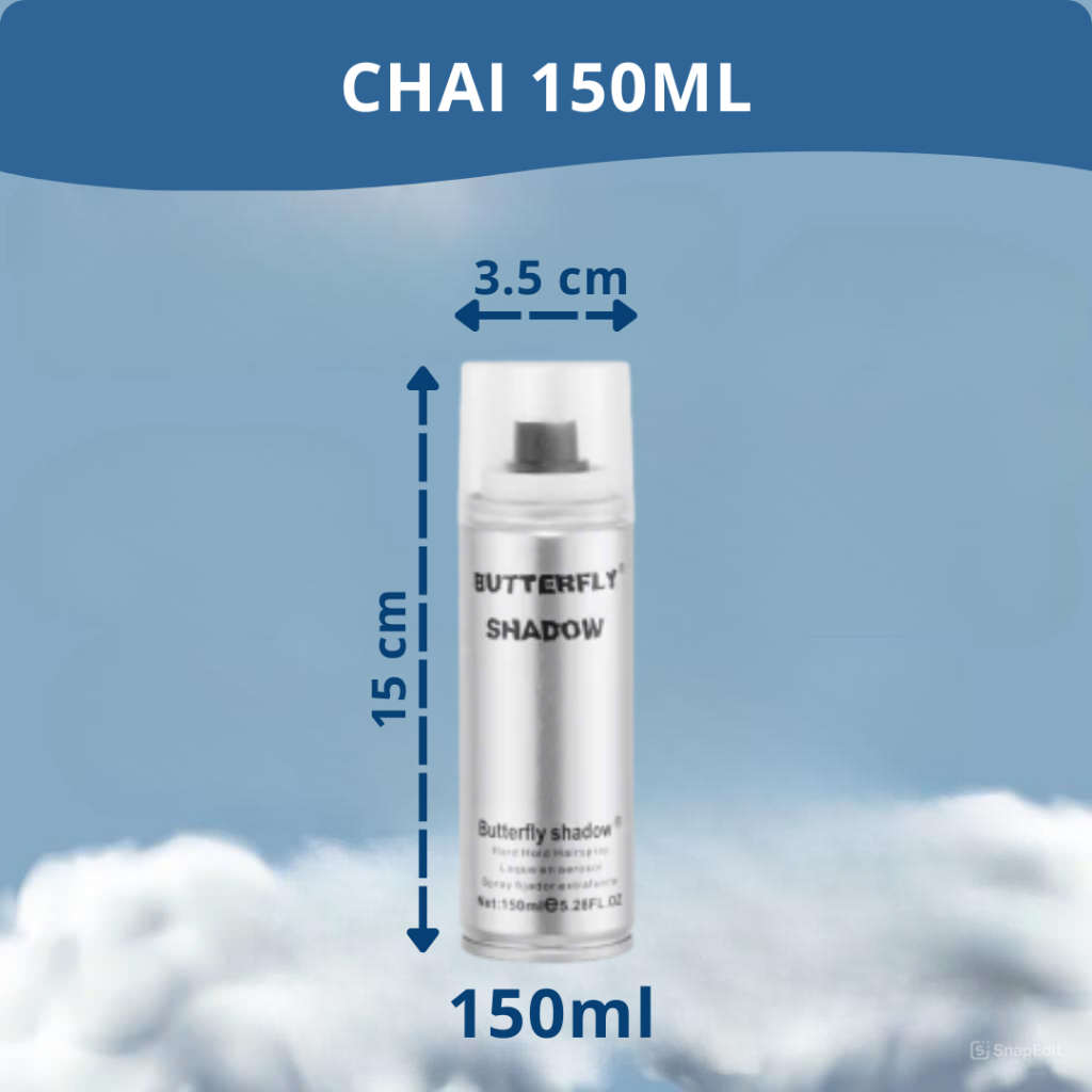 Gôm xịt tóc Butterfly Shadow 150ml 320ml 600ml Chính hãng, Gôm bạc giữ nếp tạo kiểu nam nữ GM01