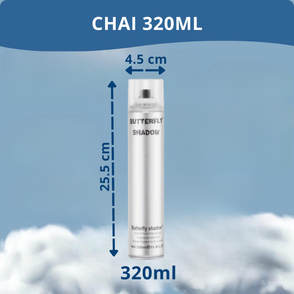 Gôm xịt tóc Butterfly Shadow 150ml 320ml 600ml Chính hãng, Gôm bạc giữ nếp tạo kiểu nam nữ GM01