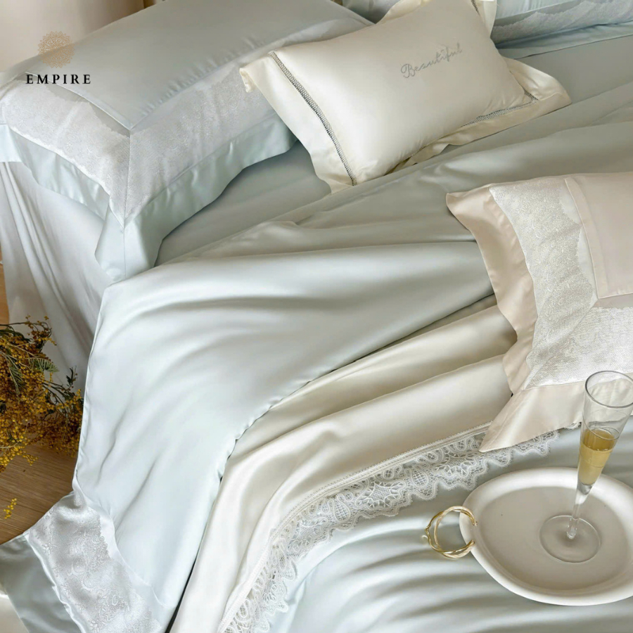 Bộ chăn gối nệm 5 món Empire Tencel 80s cao cấp mềm mịn chăn chần đệm êm  - Empire  Bedding & Decor