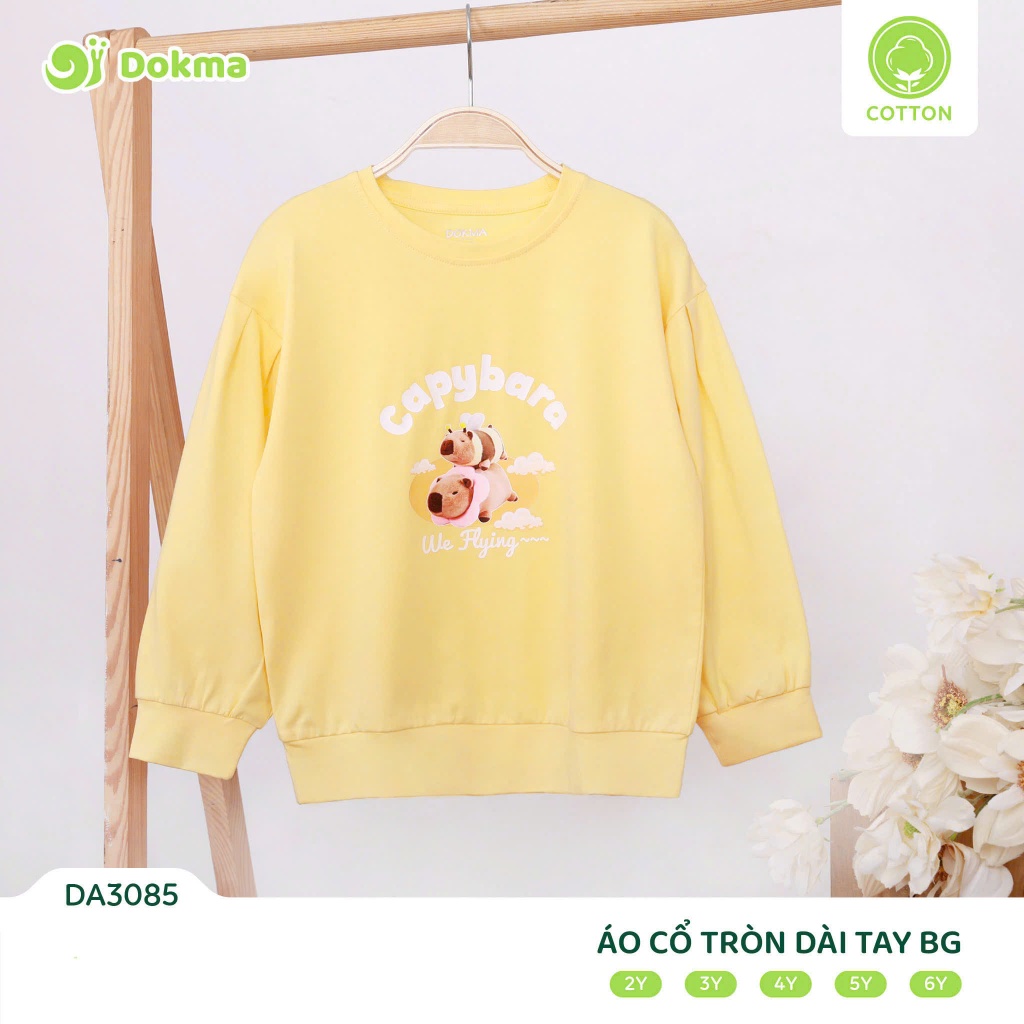 (11-22kg) Áo Cổ Tròn Dài Tay Cotton Dokma Bé Gái DA2402 DA3085