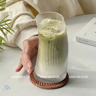 SET 6 LY Thủy Tinh Chịu Nhiệt DÁNG CONG Họa Tiết Vân SỌC - TRƠN | Thiết Kế Phong Cách RETRO Cổ Điển