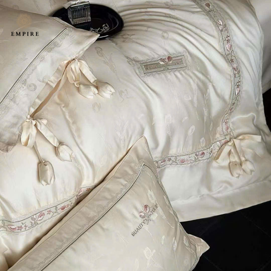 Bộ chăn ga gối nệm Tencel 120s mềm mịn mát dành cho phòng công chúa EMPIRE Drap ga giường - EMPIRE | Bedding & Decor