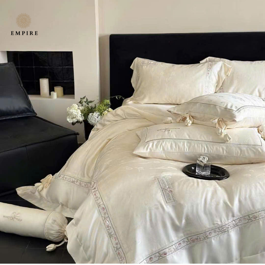 Bộ chăn ga gối nệm Tencel 120s mềm mịn mát dành cho phòng công chúa EMPIRE Drap ga giường - EMPIRE | Bedding & Decor