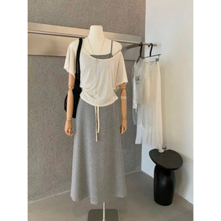 •𝙆𝙞𝙣𝙜𝙨𝙝𝙤𝙥𝙗𝙚𝙖𝙪𝙩𝙮•Set Váy Cotton 3Món Ghi QC