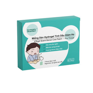 Miếng Dán Hydrogel Giảm Ho Hộp 6 Miếng, Làm Dịu Cổ Họng Chứa Tinh Dầu Thảo Mộc Tự Nhiên, An Toàn Cho Trẻ Em & Người Lớn